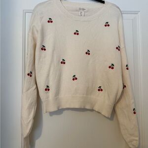 Jessica Simpson Cream Sweater with Cherry Embroidery